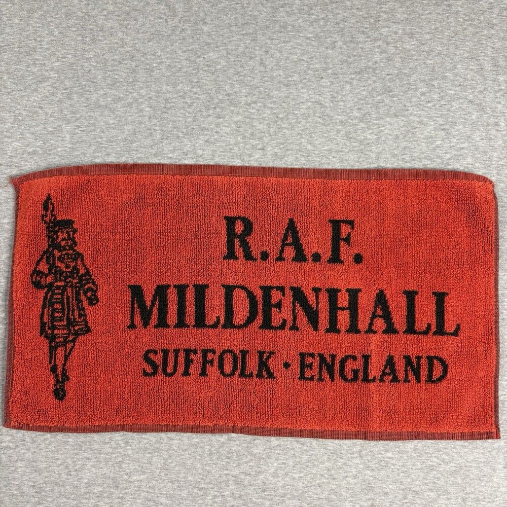 Vintage RAF Mildenhall Souvenir Bar Towel Suffolk‎ England Military Memorabillia